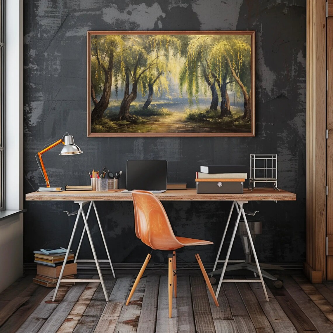 Willow Vintage Oil Painting Print, Nature Wall Art - Image 4
