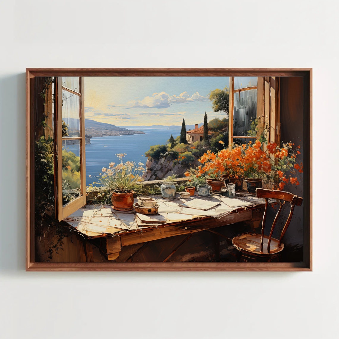 Artist Studio Balcony Overlooking Mediterranean Coast Poster