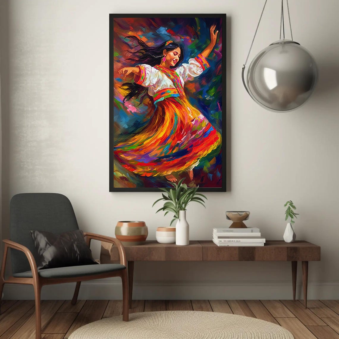 Peruvian Folk Dancer Twirling In A Rainbow Colored Skirt Poster - Image 4