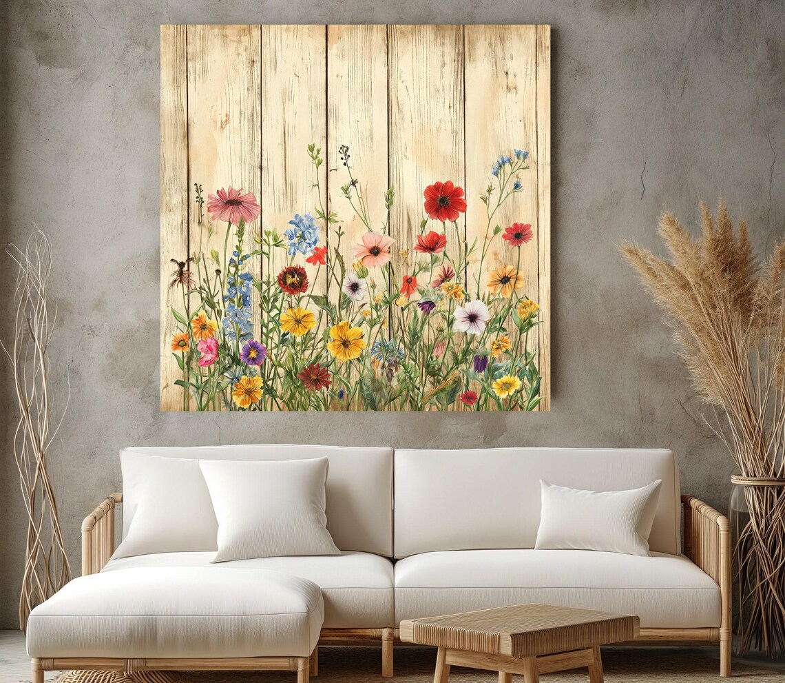 Wildflowers Art Print, Rustic Farmhouse Florals