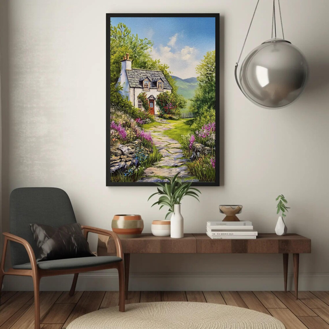 Welsh Cottage Painting, British Countryside Art Print - Image 2
