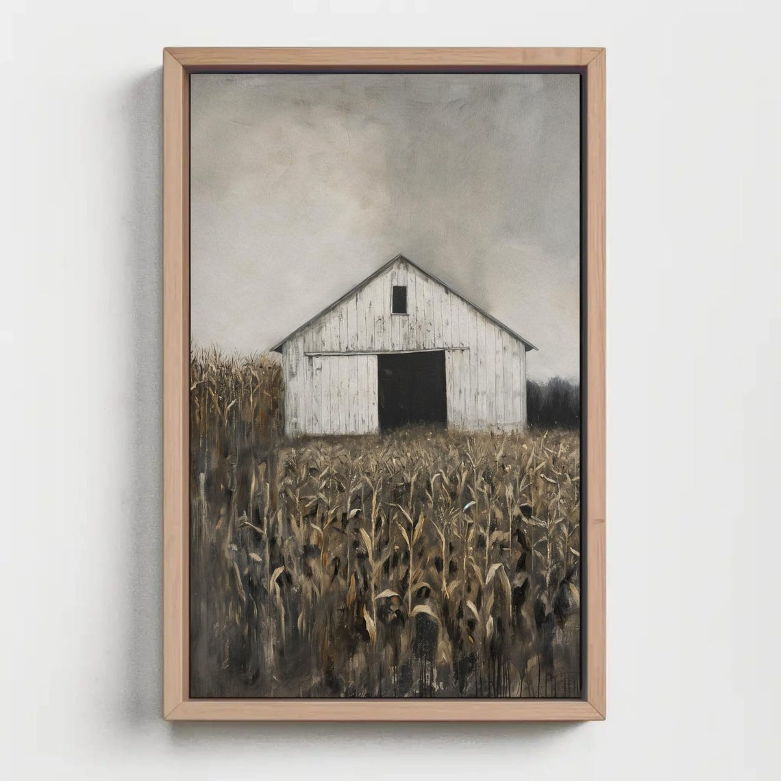 Weathered White Barn In Golden Cornfield Moody Country Poster - Image 5