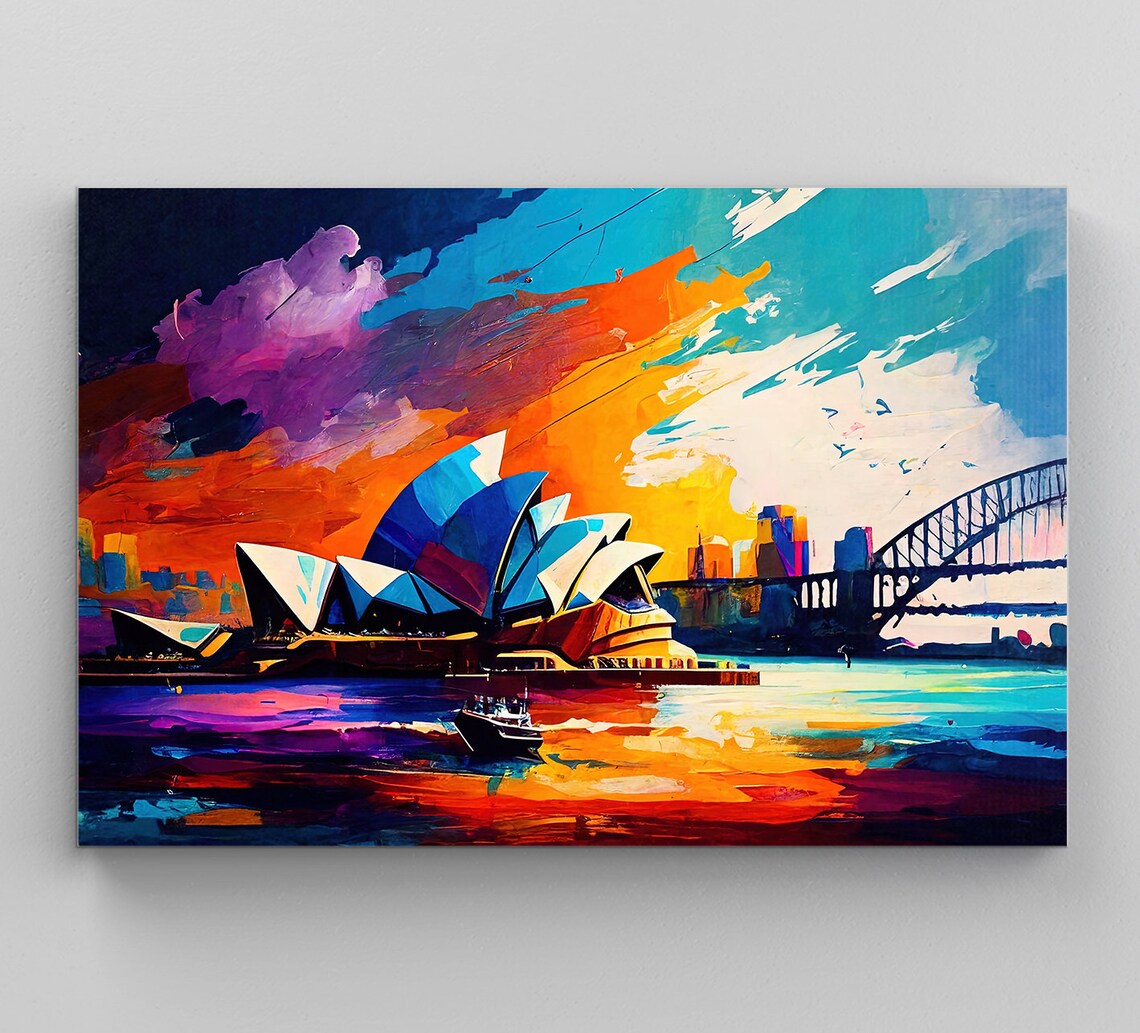 Sydney Skyline Oil Painting Travel Poster Art Print