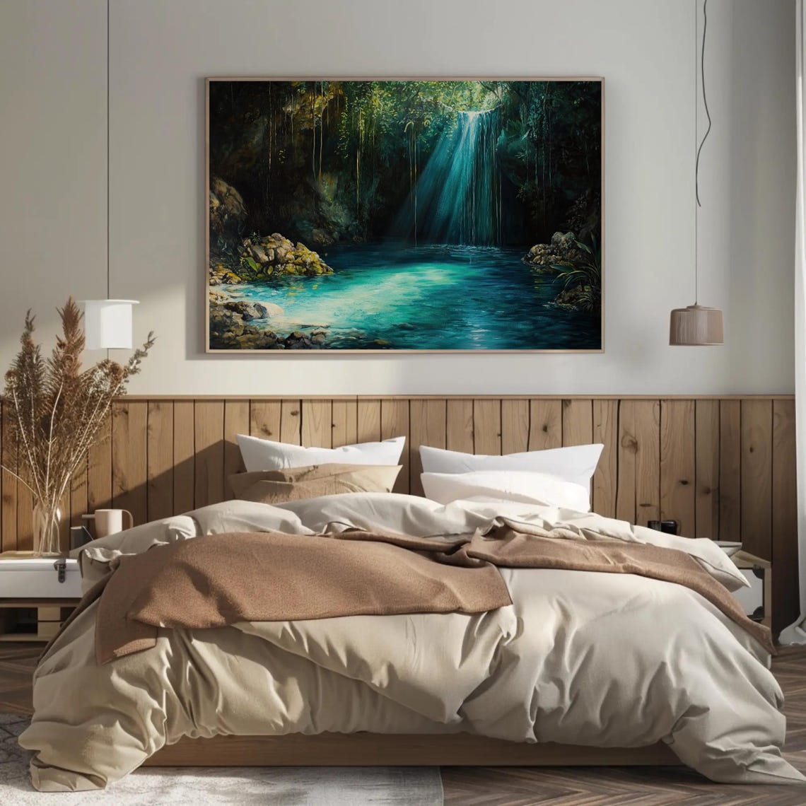 Hidden Jungle Waterfall Pouring Into A Turquoise Pool Poster - Image 3