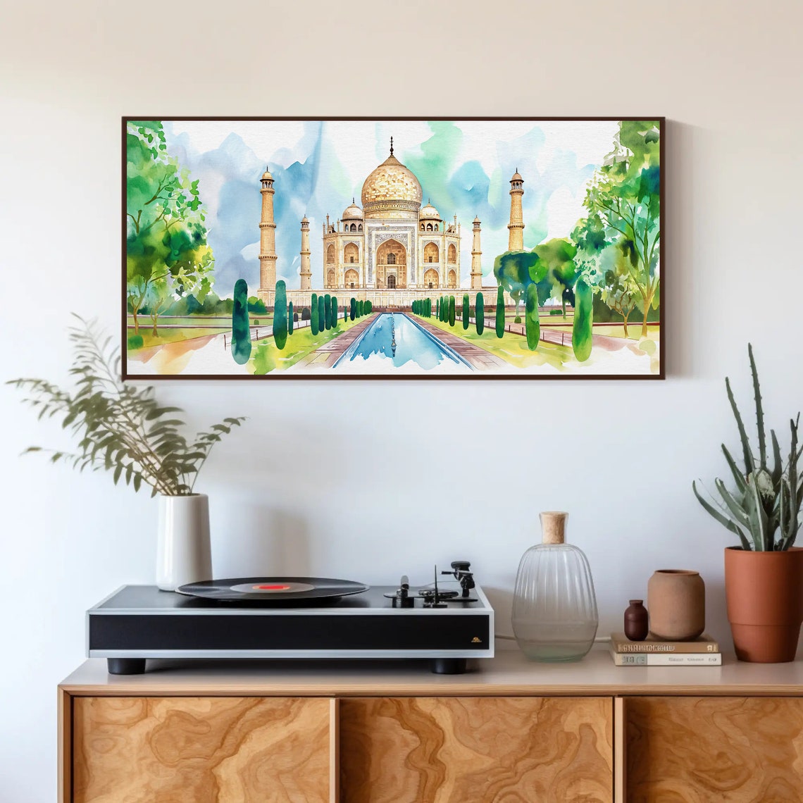 Taj Mahal with Reflecting Pool India Watercolor Landmark Poster - Image 4