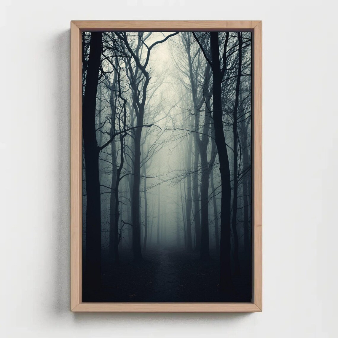 Misty Black and White Forest Foggy Trees Moody Landscape Poster - Image 4