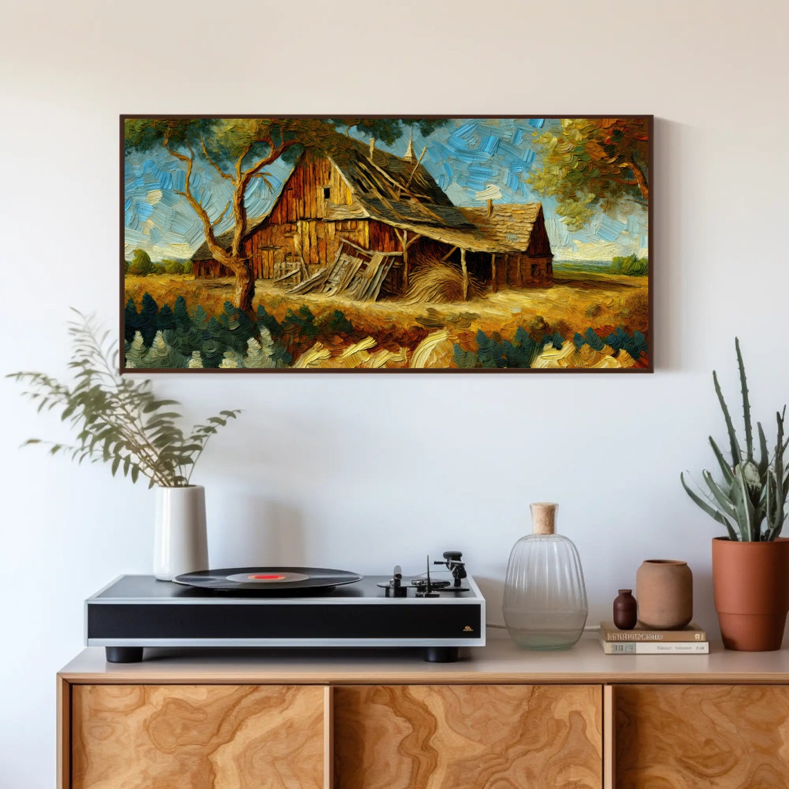 Rustic Serenity Of The Countryside Oil Painting Country Side Wall Art Farmhouse Decor Countryside Landscape Cottage Cabin Decor - Image 5