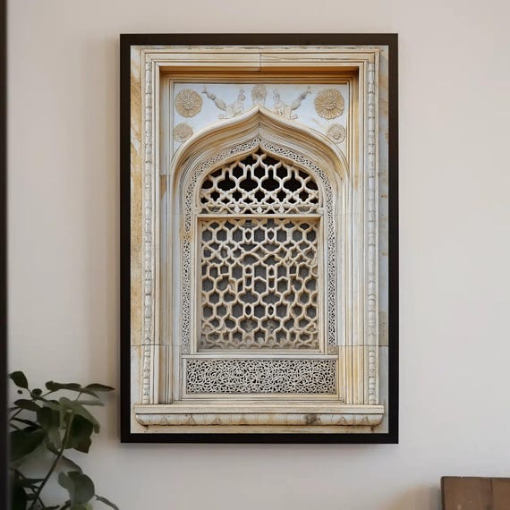 White Jaali Indian Print Traditional Indian Wall Art Indian Home Decor Boho Home Decor Cultural Indian Artwork Ready To Hang