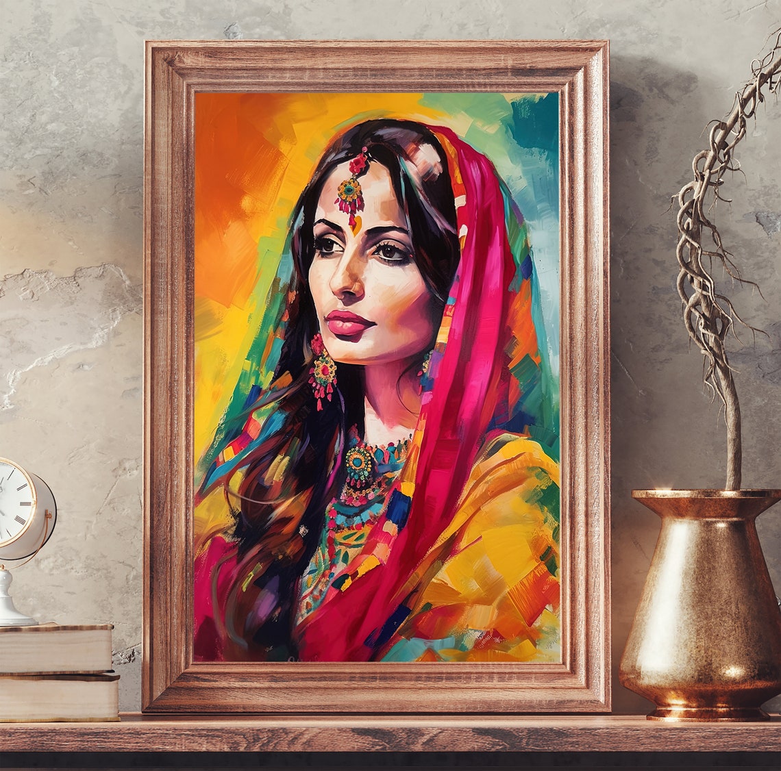 South Asian Woman Painting Pakistani Woman Decor Indian Decor Desi Art South Asian Art Desi Painting Desi Woman Print Desi Art - Image 3