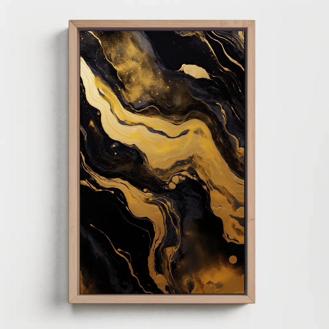 Flowing Black And Gold Marble Swirls Abstract Luxury Art Poster - Image 3