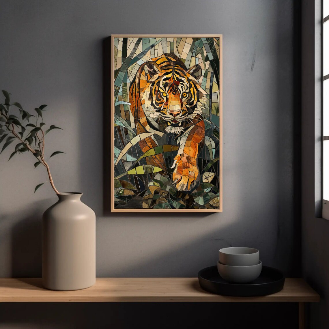 Tiger Mosaic Stained Glass Style Jungle Cubism Animal Poster - Image 5