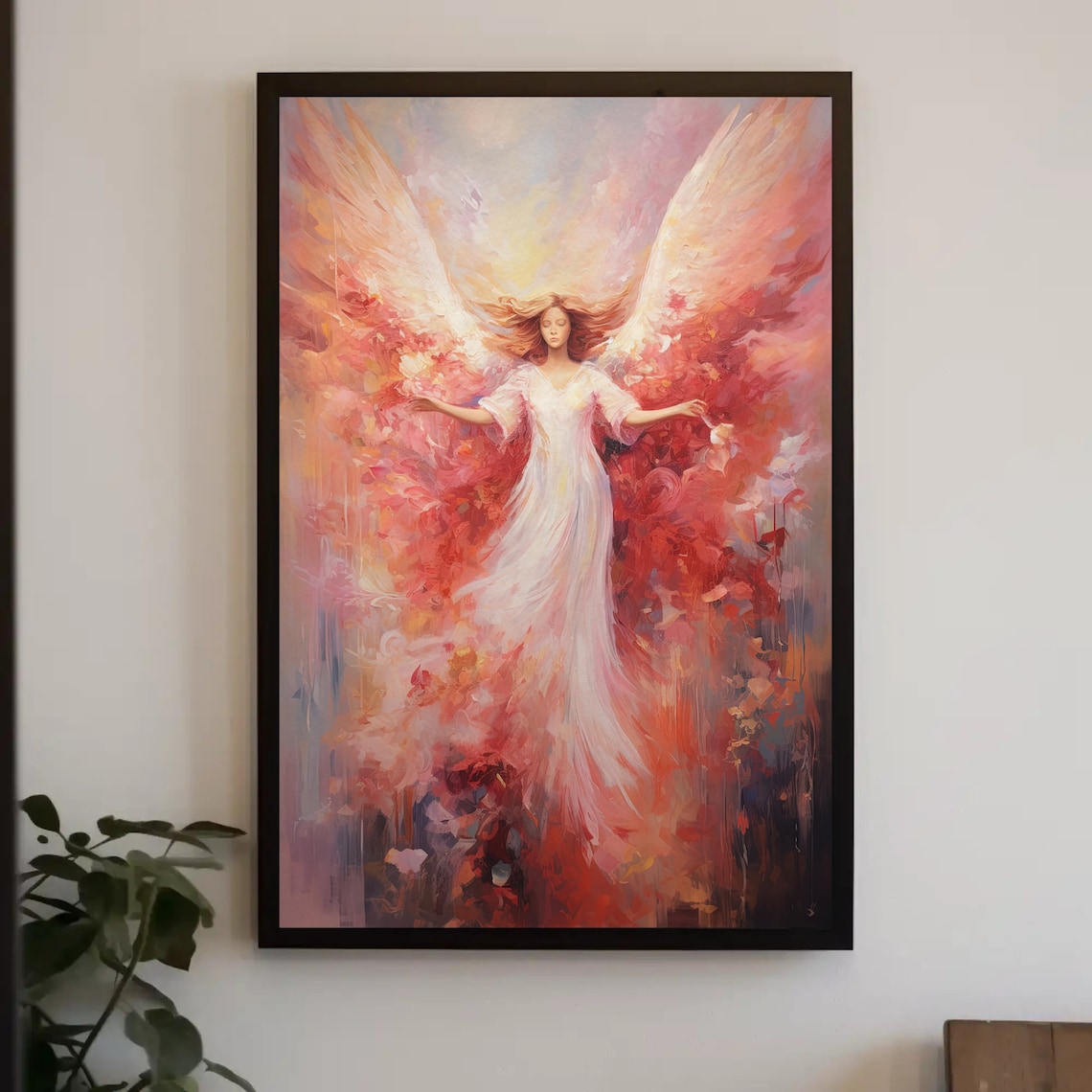 Heavenly Angel Wings Abstract Pink Spiritual Painting Art Poster
