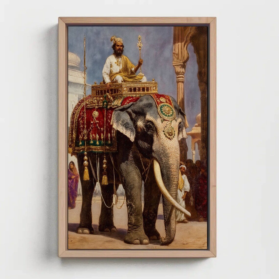 Indian King Riding A Decorated Elephant Royal Painting Poster - Image 3
