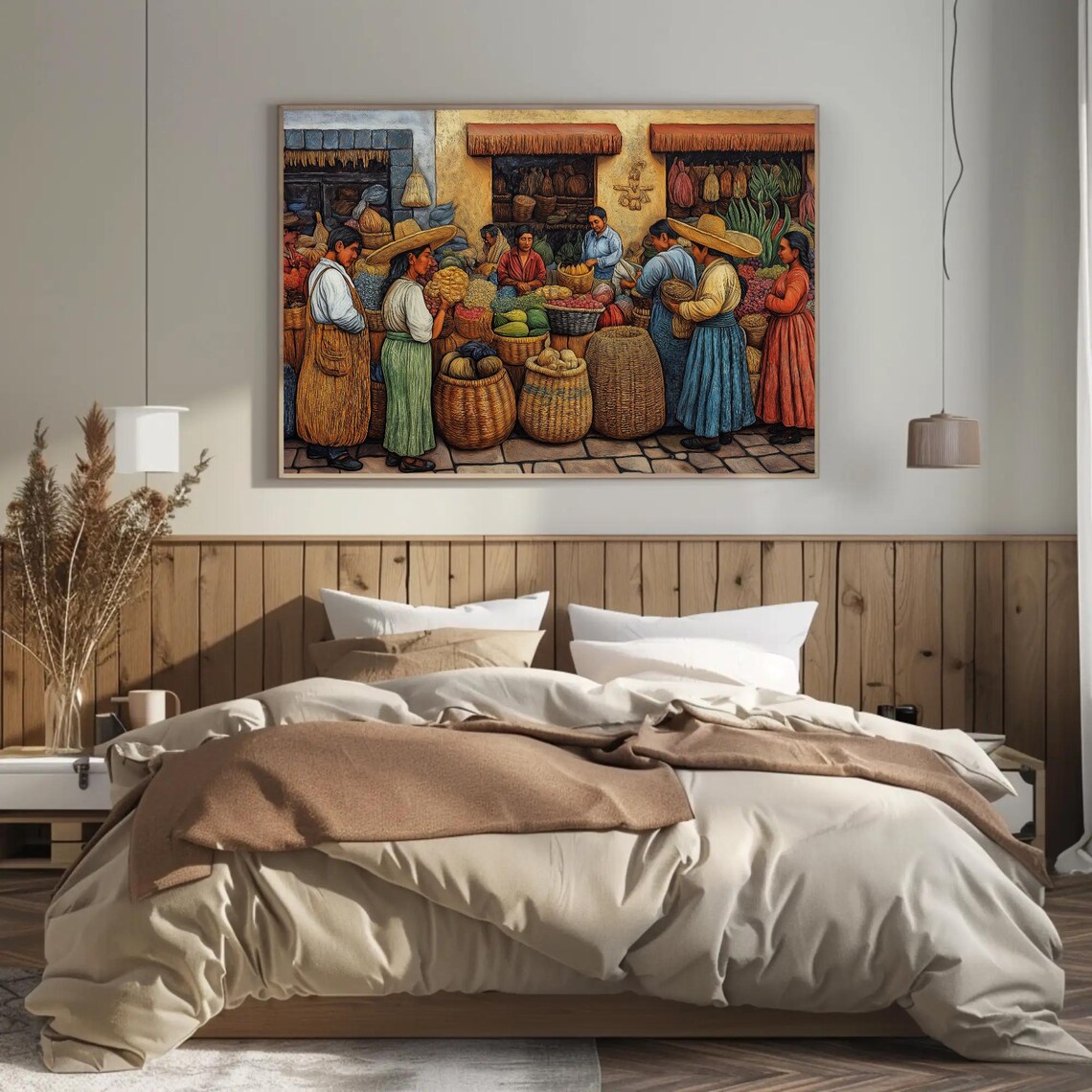 Colorful Mexican Market Vendors With Baskets Of Fresh Produce Poster - Image 3
