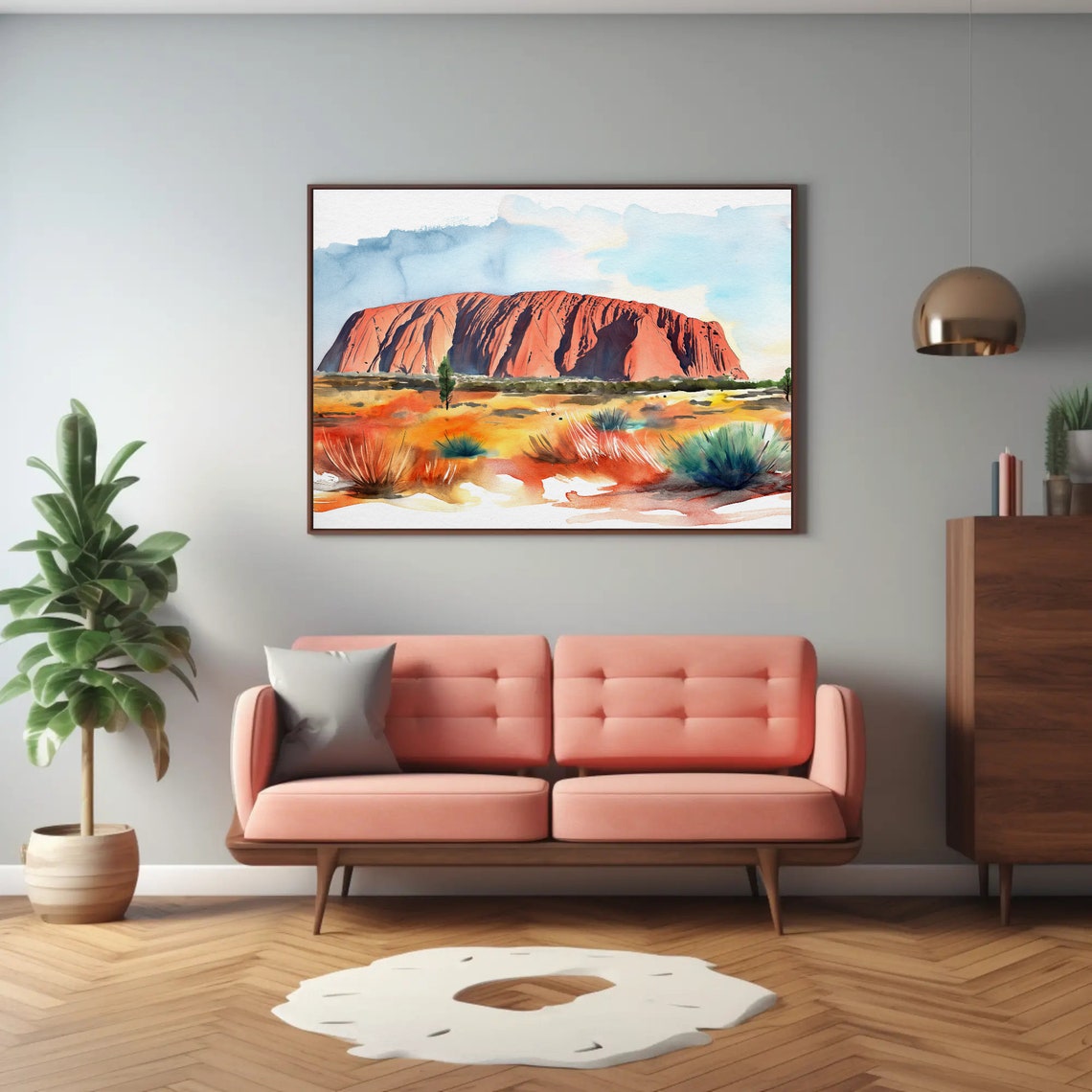 Uluru Ayers Rock Desert Sunset Australia Outback Watercolor Poster - Image 3
