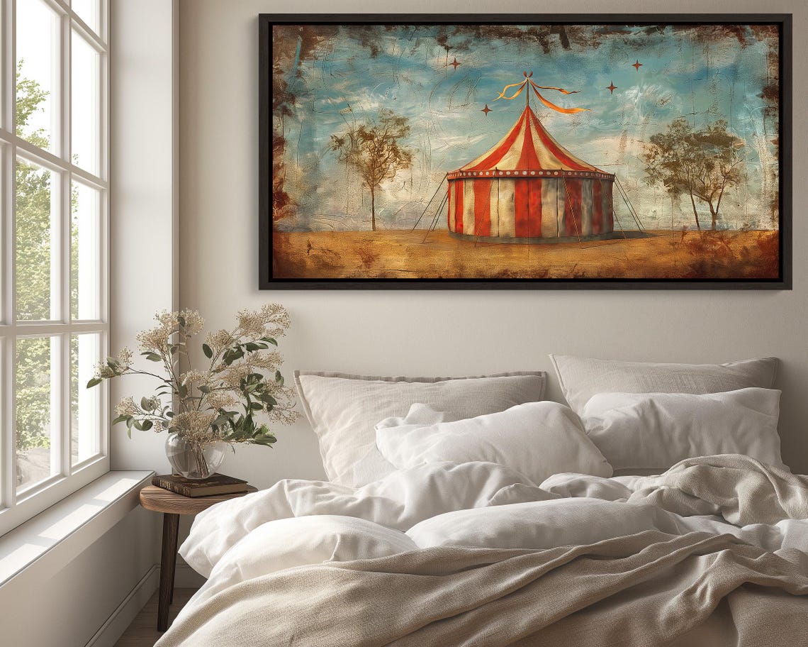 Vintage Red And White Circus Tent Nostalgic Big Top Art Poster - Image 5