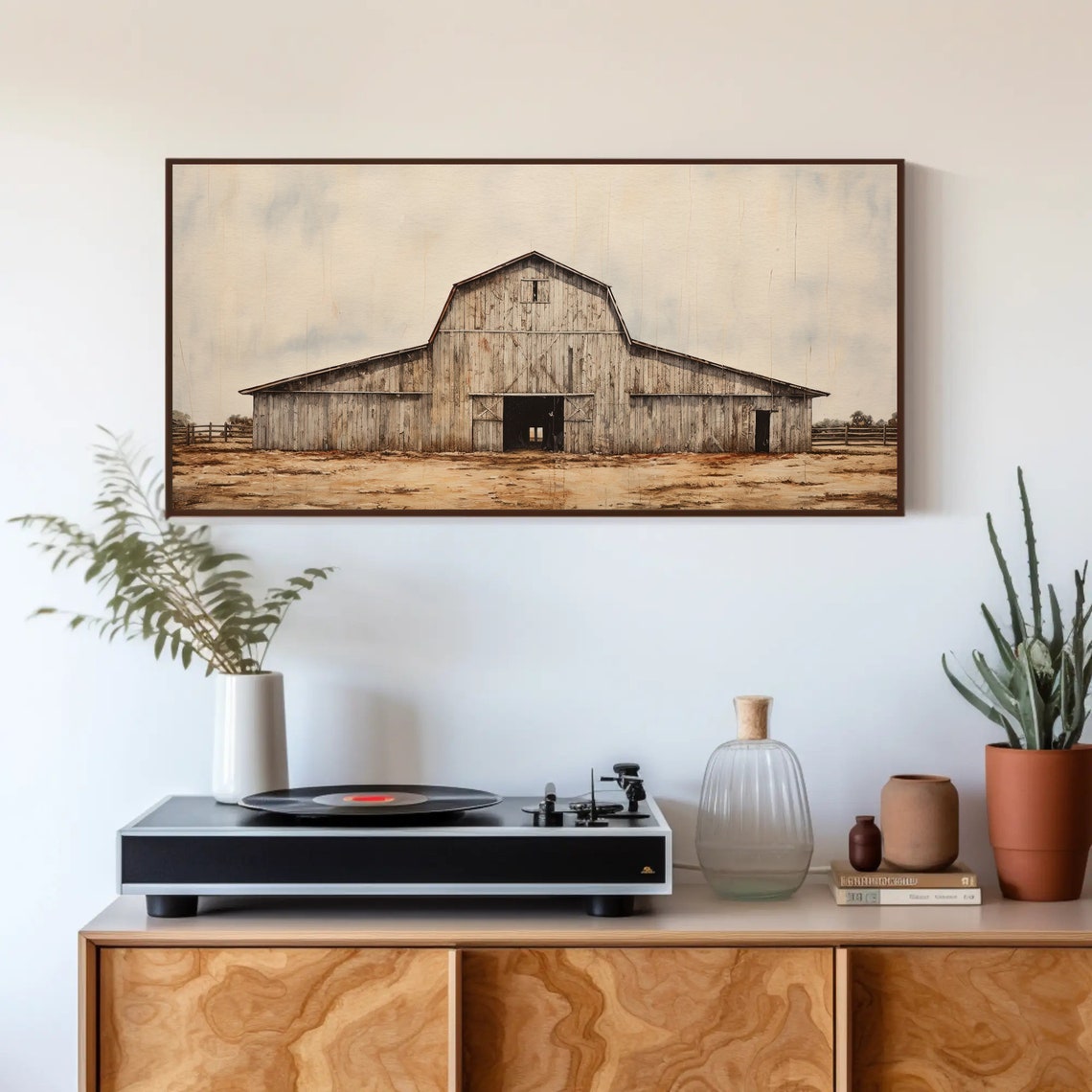 Weathered Old Barn in a Field in Farmhouse Rustic Style Poster