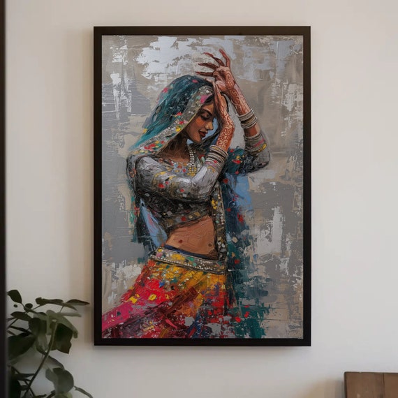 Rajasthani Woman Print Indian Woman Art Indian Painting For Wall Decor Ready To Hang Housewarming Gift Living Room Art Gift