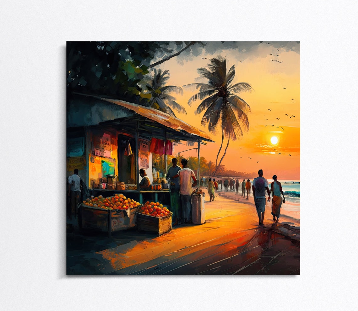 Sunset Beach Palm Trees Indian Ocean Shoreline Evening Poster - Image 5