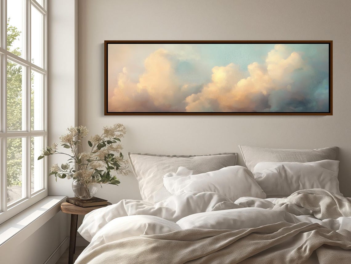Dreamy Soft Pastel Clouds Wide Panoramic Serene Morning Sky Poster - Image 3
