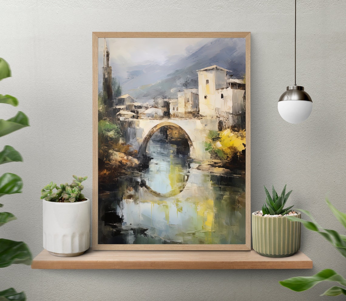 Mostar Stari Most Stone Bridge Over Neretva River Old Town Poster - Image 5
