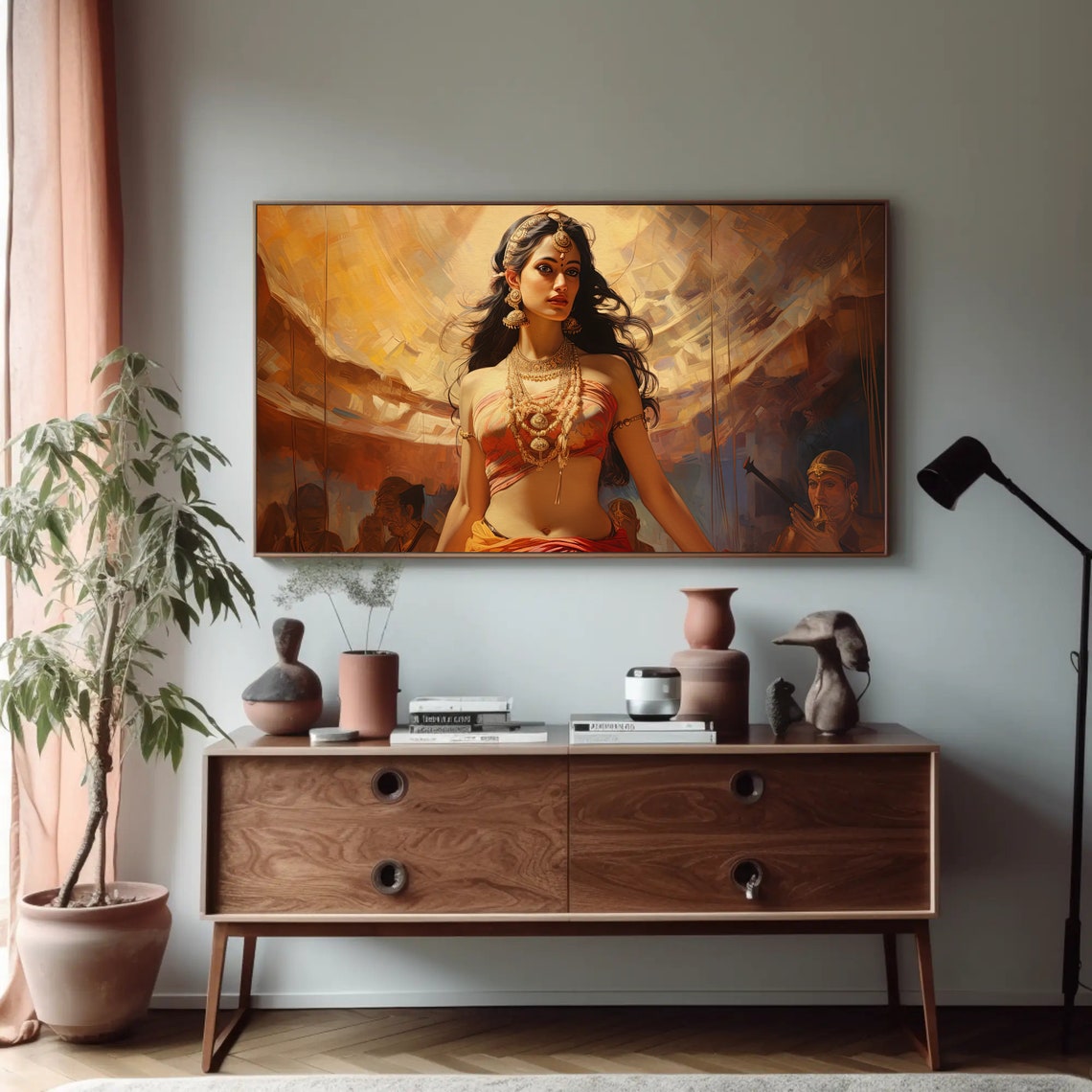 Beautiful Indian Dancer Illustration Mujra Dance Performance Art Indian Wall Art Ready To Hang - Image 4