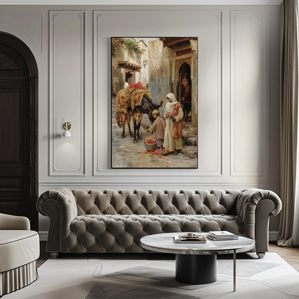 Arabian Street with Muslim Woman and Child Art Print - Image 2