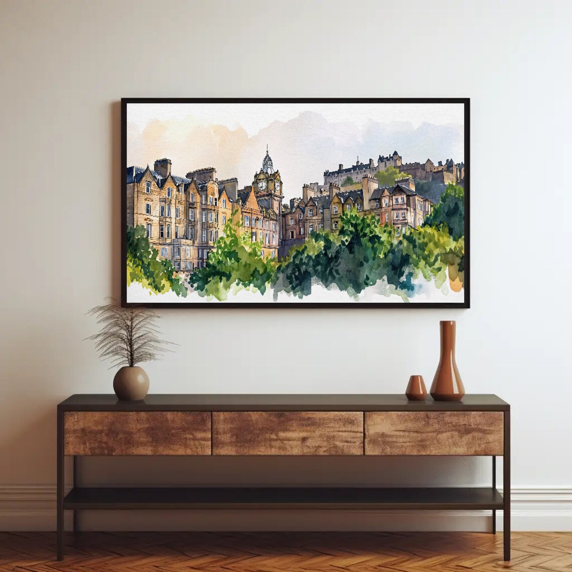 Edinburgh Scotland Watercolor Travel Poster Print - Image 2