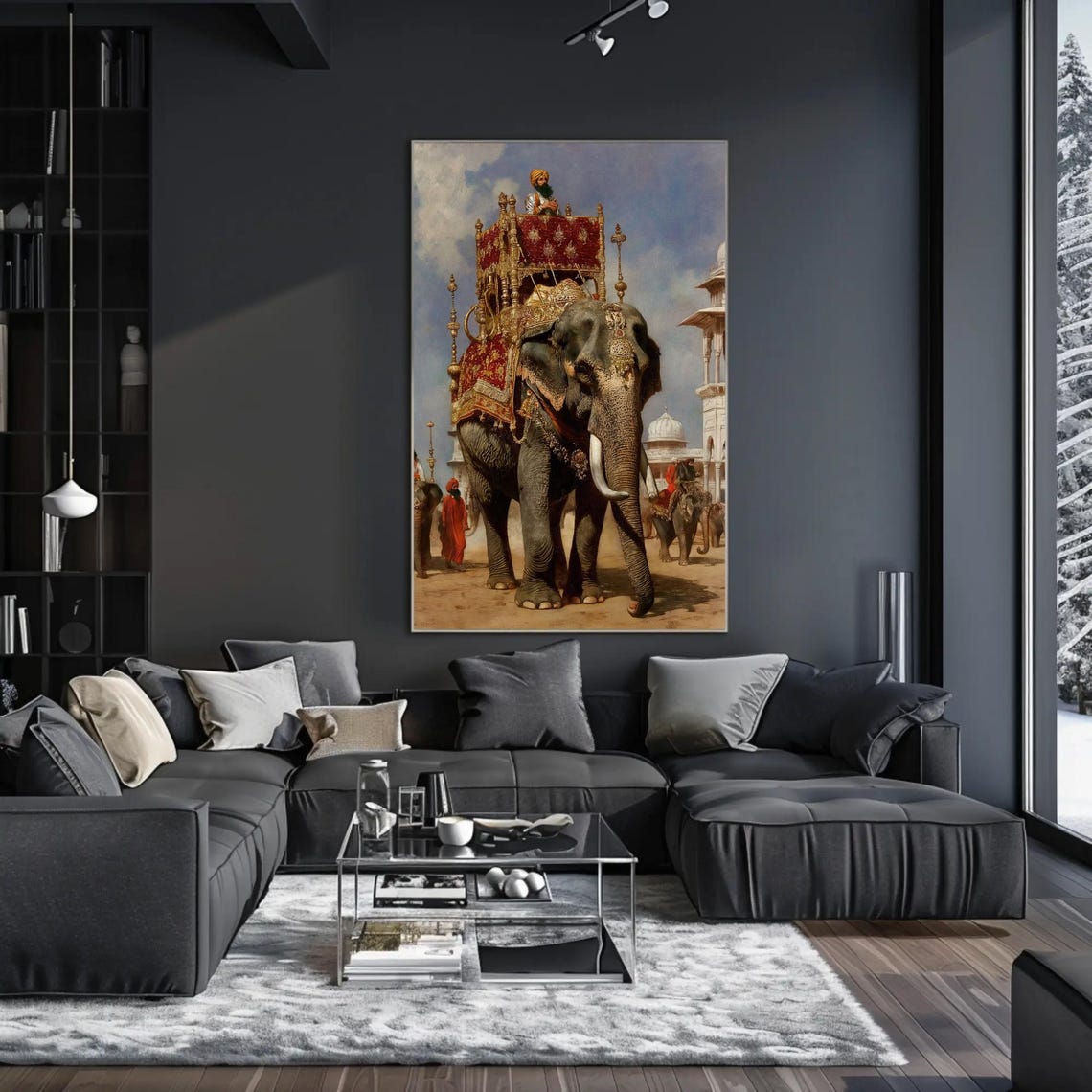 Royal Indian Elephant Procession With Howdah Painting Poster - Image 3