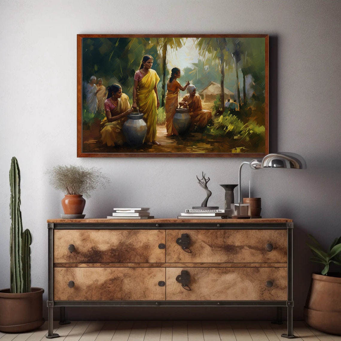 Group Of South Indian Women Art South Indian Painting South Indian Oil Painting South Indian Home Decor South Indian Wall Art - Image 2