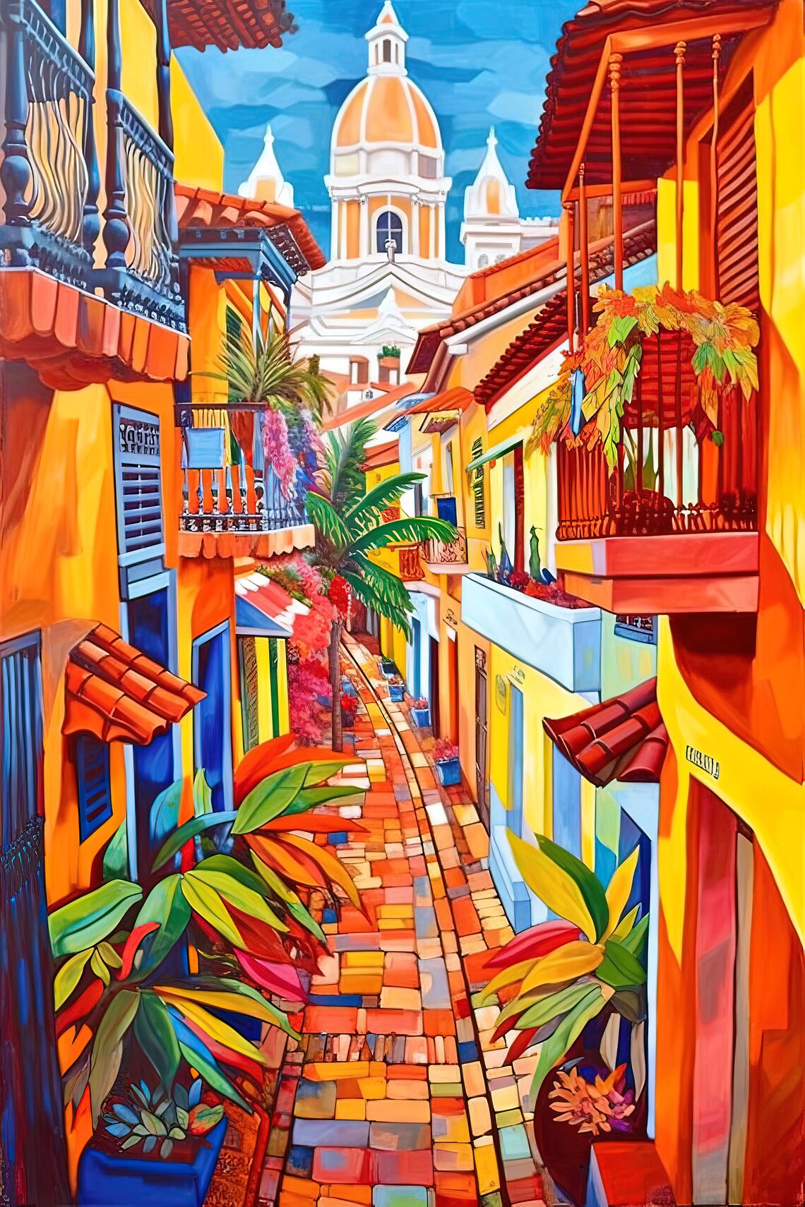 Cartagena Colombia Cityscape Travel Poster Print - Image 2