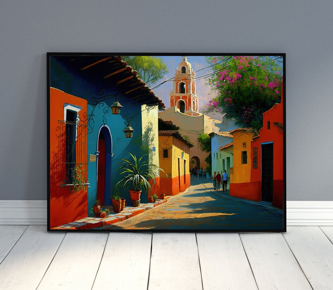 Mexican Village Artwork, Traditional Wall Art Print - Image 4