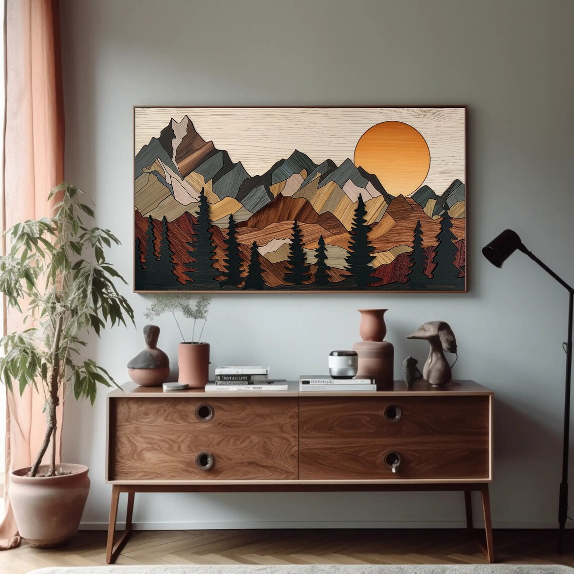 Wooden Effect Mountain Cabin Rustic Wall Art Print - Image 4