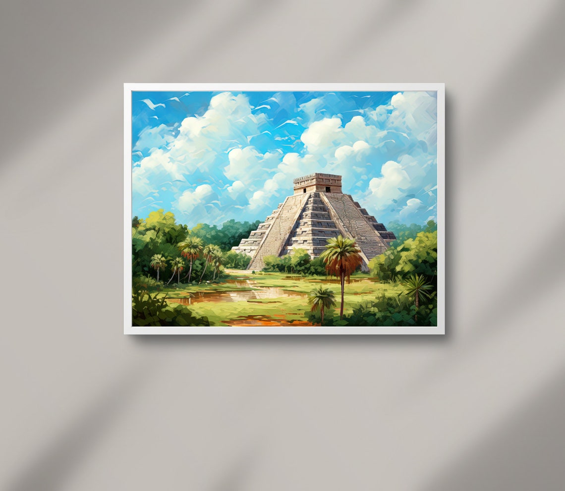 Chichen Itza Mayan Pyramid Jungle Mexico Ancient Ruins Travel Poster - Image 3