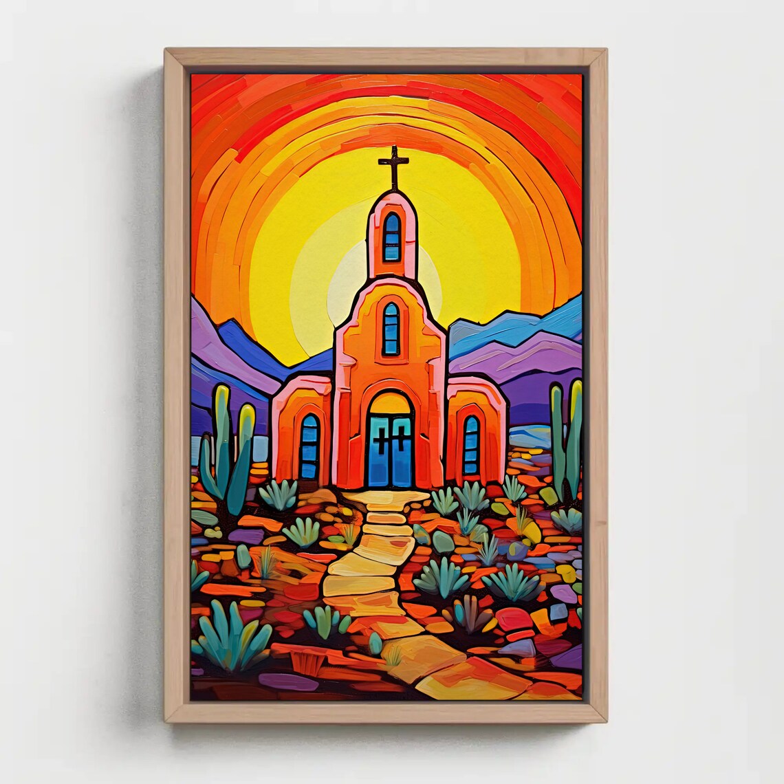 Mexican Church In Desert Art Print, Religious Decor - Image 5