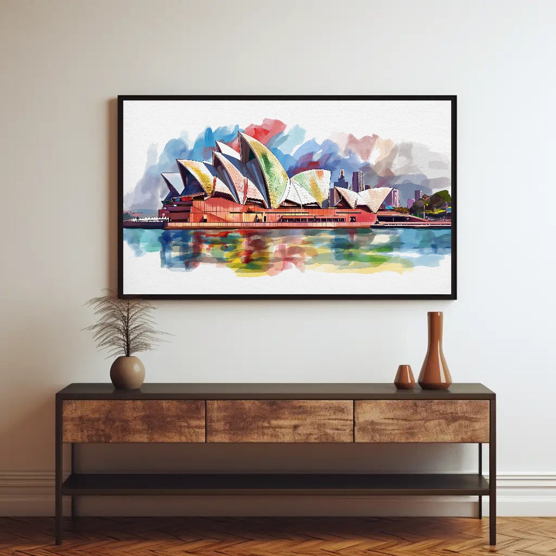 Sydney Opera House Colorful Watercolor Australia Landmark Poster - Image 2