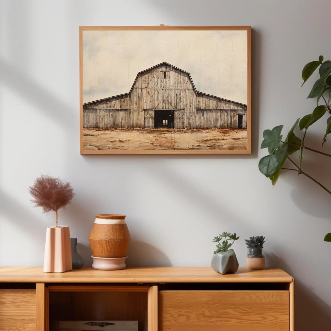 Weathered Old Barn in a Field in Farmhouse Rustic Style Poster - Image 4