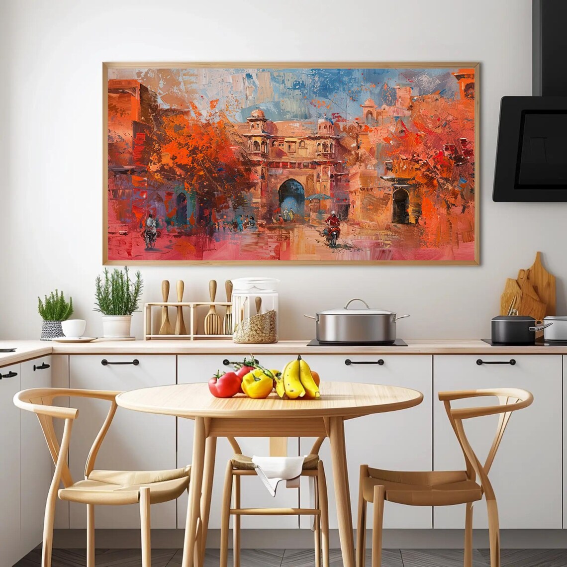 Jaipur Abstract Orange Cityscape With Ancient Stone Archway Poster - Image 3