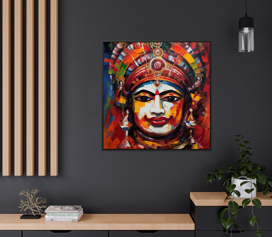 Kathakali Classical Dancer Portrait in Colourful Oil Style Poster - Image 2