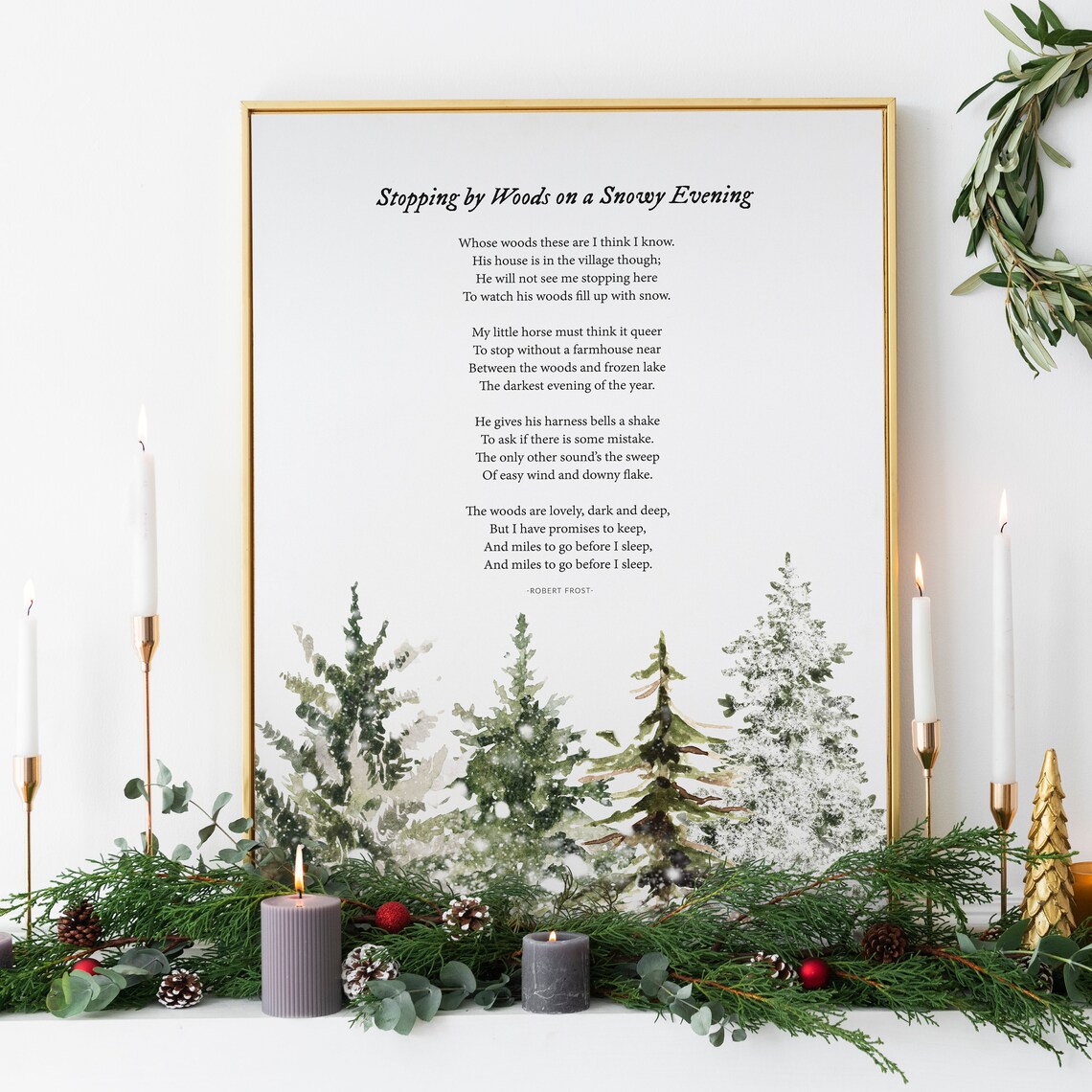 Robert Frost Christmas Poem Art Print, Holiday Quote - Image 2