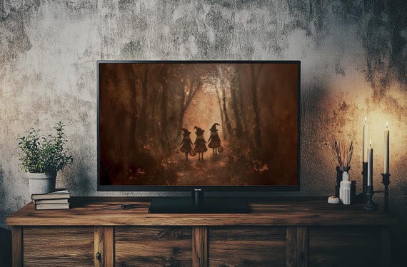 Halloween Frame Tv Art Witch Wall Art Vintage Dark Academia Print Trick Or Treat Kids Halloween Tv Art Moody Fall Decor Tv