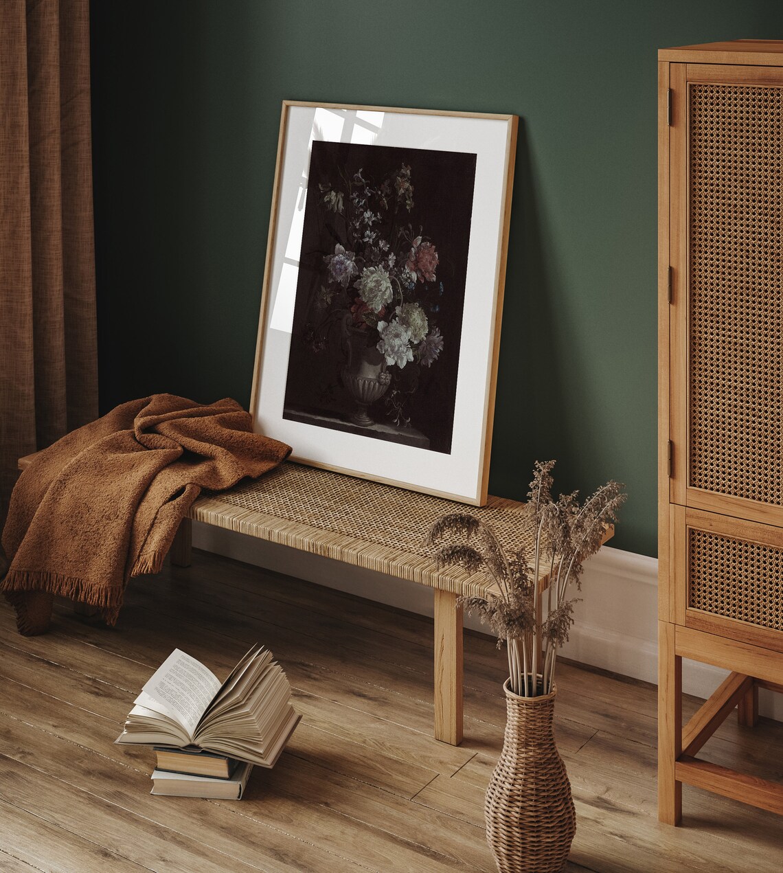 Moody Dark Academia Vintage Floral Still Life Oil Painting Poster - Image 2