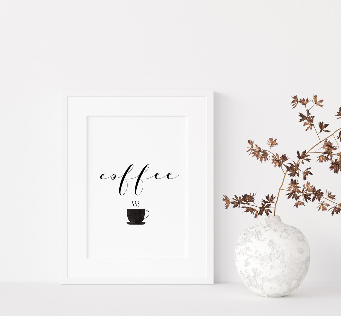 Chic Minimalist Coffee Script Cup Kitchen Coffee Bar Wall Art - Image 5