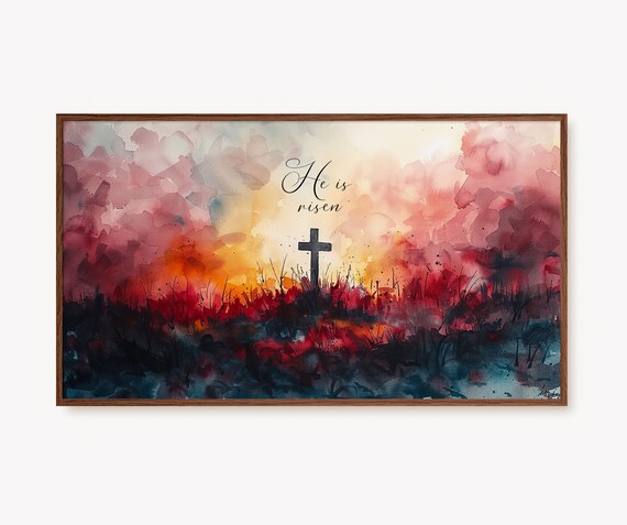Easter Frame Tv Art His Is Risen Jesus Christian Tv Art Easter Tv Art Christian Bible Verse Easter Sunday Religious Tv Art