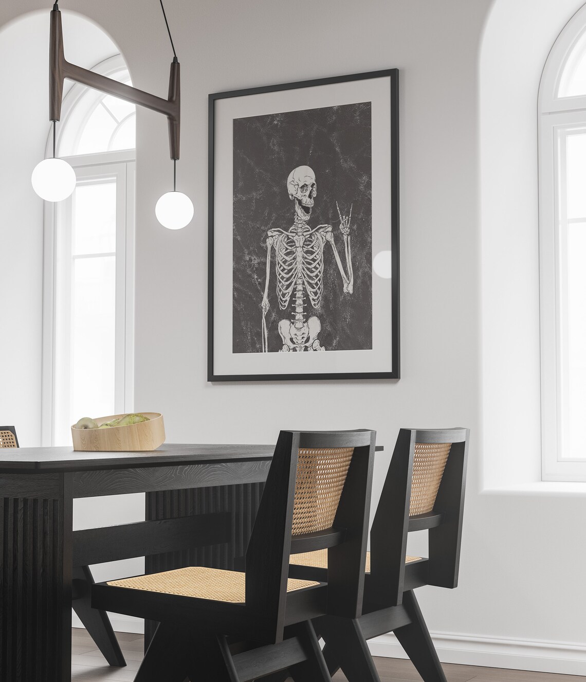 Rock On Skeleton Vintage Halloween Illustration Decor Art Poster - Image 2