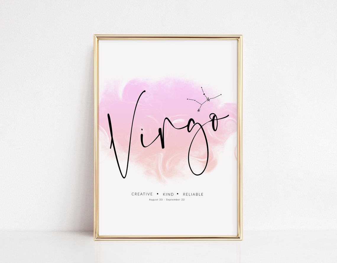 Virgo Zodiac Sign Watercolor Constellation Astrology Gift Poster - Image 2