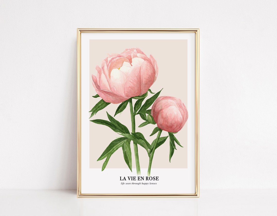La Vie En Rose Pink Peony Botanical Floral Romance Art Decor Poster - Image 2