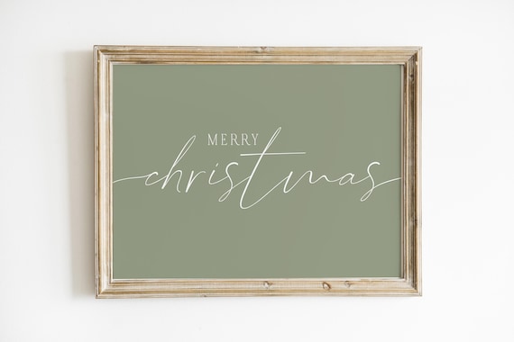 Merry Christmas Print Christmas Decor Sage Green Christmas Prints Cute Merry Christmas Sign Minimalist Holiday Decor Trendy Prints