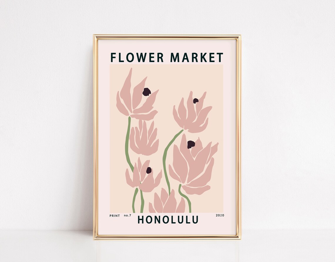 Honolulu Flower Market No.7 2020 Minimalist Botanical Poster