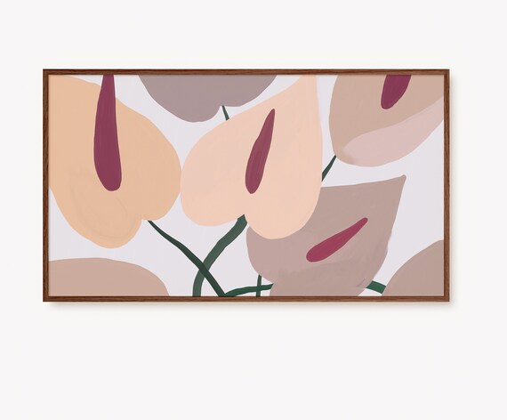 Beige Abstract Anthurium Botanical Modern Minimal Art Poster